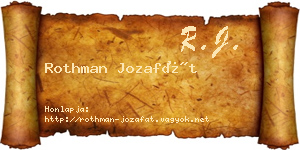 Rothman Jozafát névjegykártya